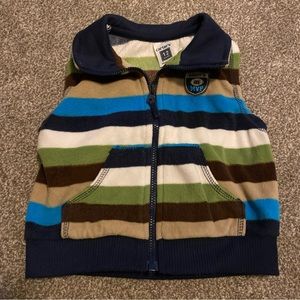 Carter’s Striped Fleece Vest Baby Boy 12m 12 Months Clothes Blue Green Brown